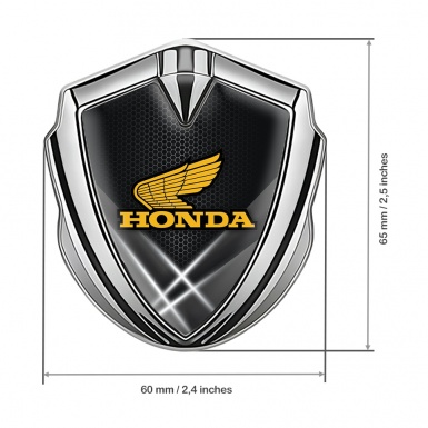 Honda Emblem Trunk Badge Silver Honeycomb Light Beams Classic Logo