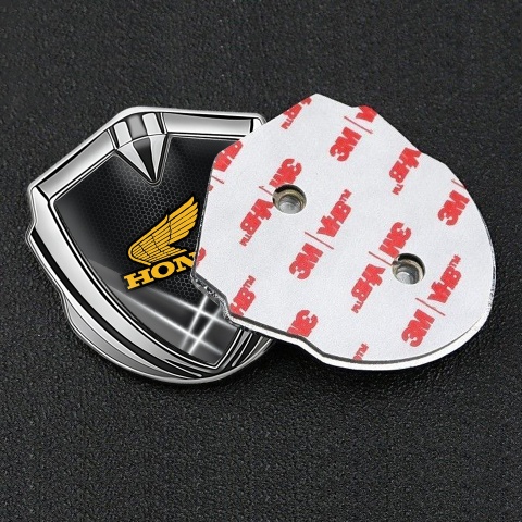Honda Emblem Trunk Badge Silver Honeycomb Light Beams Classic Logo