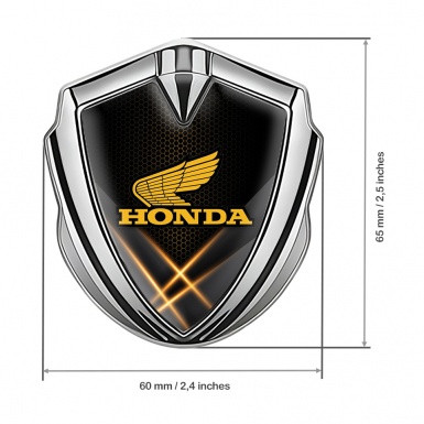 Honda Emblem Self Adhesive Silver Orange Beams Yellow Edition