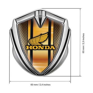 Honda Bodyside Emblem Badge Silver Orange Ornament Winged Logo