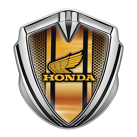 Honda Bodyside Emblem Badge Silver Orange Ornament Winged Logo