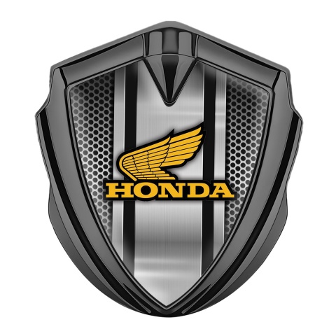 Honda Trunk Emblem Badge Graphite Metallic Mesh Console Yellow Logo