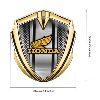 Honda Trunk Emblem Badge Gold Metallic Mesh Console Yellow Logo