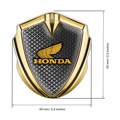 Honda Bodyside Domed Emblem Gold Metallic Grate Motif Classic Logo