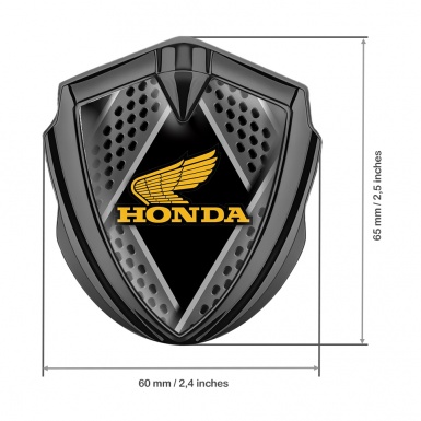 Honda 3D Car Metal Domed Emblem Graphite Steel Planks Yellow Design
