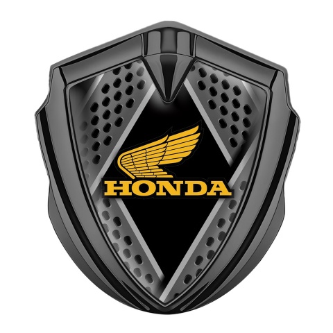 Honda 3D Car Metal Domed Emblem Graphite Steel Planks Yellow Design