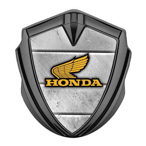 Honda Bodyside Emblem Self Adhesive Graphite Scratched Stone Yellow Logo