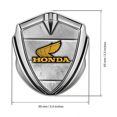 Honda Bodyside Emblem Self Adhesive Silver Scratched Stone Yellow Logo