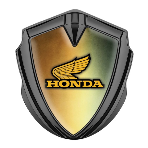 Honda Emblem Badge Self Adhesive Graphite Rusty Moss Effect Yellow Logo