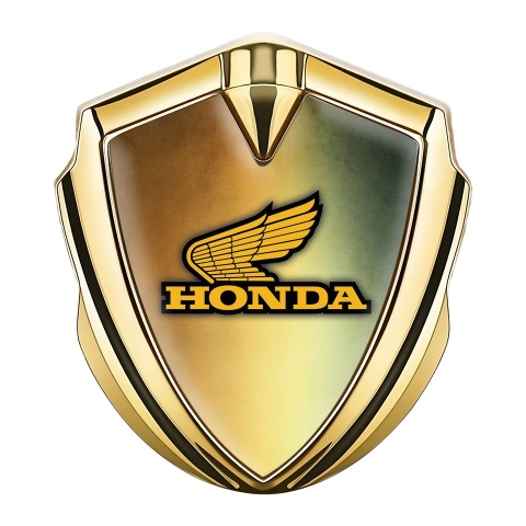 Honda Emblem Badge Self Adhesive Gold Rusty Moss Effect Yellow Logo