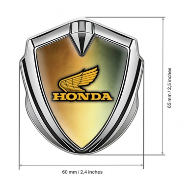 Honda Emblem Badge Self Adhesive Silver Rusty Moss Effect Yellow Logo