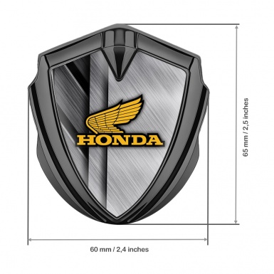 Honda Emblem Fender Badge Graphite Overlapping Plates Yellow Wings