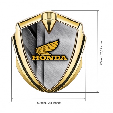 Honda Emblem Fender Badge Gold Overlapping Plates Yellow Wings