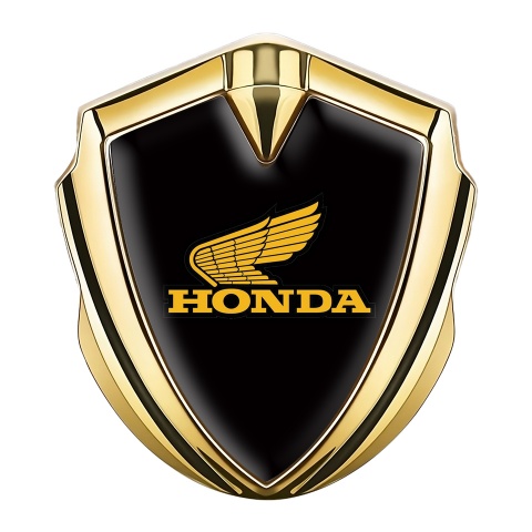 Honda Fender Emblem Metal Gold Black Noir Yellow Classic Logo