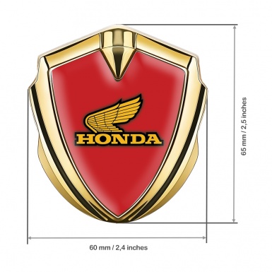 Honda Bodyside Emblem Badge Gold Crimson Theme Yellow Logo