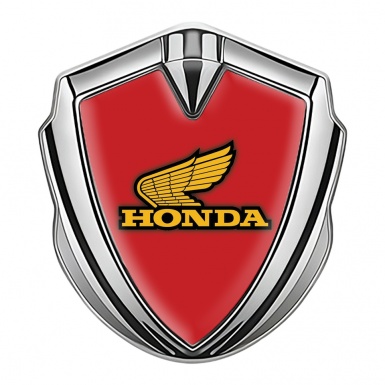 Honda Bodyside Emblem Badge Silver Crimson Theme Yellow Logo