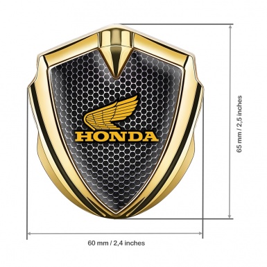 Honda Bodyside Emblem Self Adhesive Gold Steel Grate Orange Logo