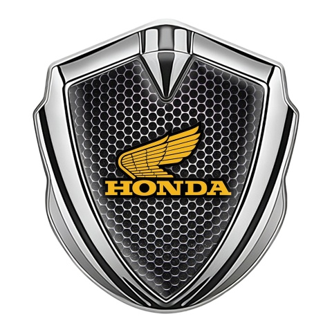 Honda Bodyside Emblem Self Adhesive Silver Steel Grate Orange Logo