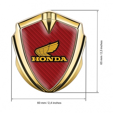 Honda Bodyside Emblem Self Adhesive Gold Red Carbon Winged Edition