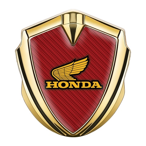 Honda Bodyside Emblem Self Adhesive Gold Red Carbon Winged Edition