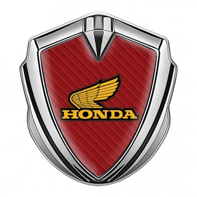 Honda Bodyside Emblem Self Adhesive Silver Red Carbon Winged Edition