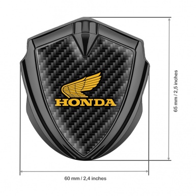 Honda Emblem Badge Self Adhesive Graphite Black Carbon Dark Outline