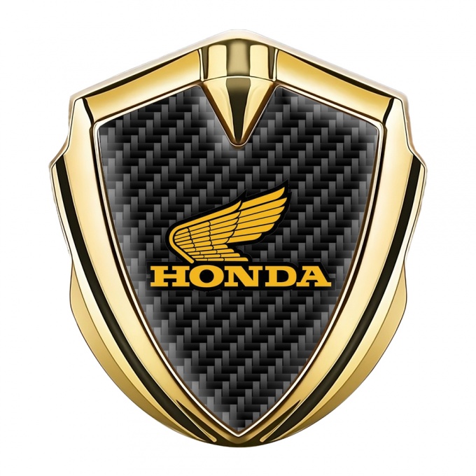 Honda Emblem Badge Self Adhesive Gold Black Carbon Dark Outline