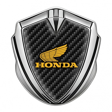 Honda Emblem Badge Self Adhesive Silver Black Carbon Dark Outline