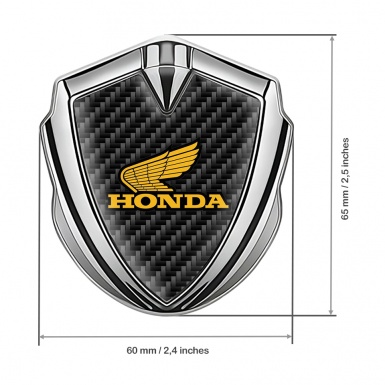 Honda Emblem Badge Self Adhesive Silver Black Carbon Dark Outline
