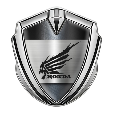 Honda Emblem Fender Badge Silver Metallic Theme Skull Logo Edition