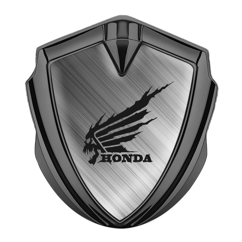 Honda Fender Emblem Metal Graphite Brushed Aluminum Black Skull Logo