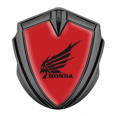 Honda Emblem Bodyside Emblem Badge Graphite Red Base Skull Edition