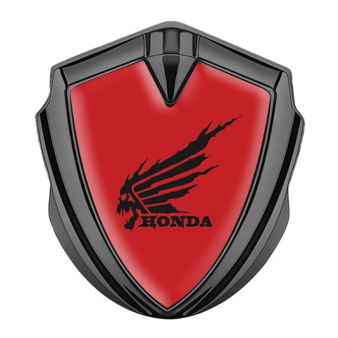 Honda Emblem Bodyside Emblem Badge Graphite Red Base Skull Edition