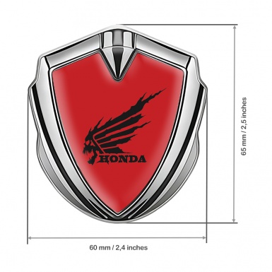 Honda Emblem Bodyside Emblem Badge Silver Red Base Skull Edition