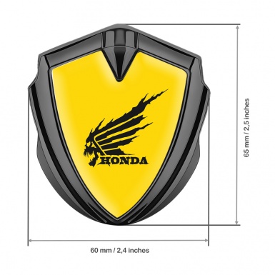 Honda Trunk Emblem Badge Graphite Yellow Theme Skull Logo Design