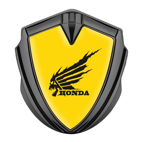 Honda Trunk Emblem Badge Graphite Yellow Theme Skull Logo Design