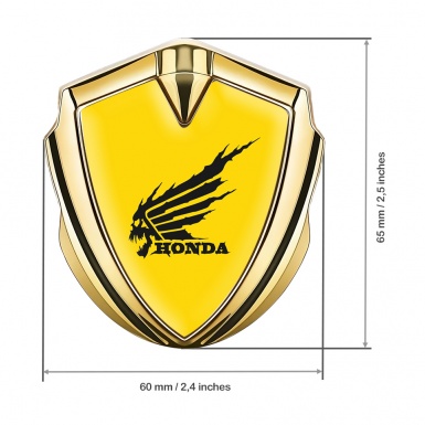 Honda Trunk Emblem Badge Gold Yellow Theme Skull Logo Design