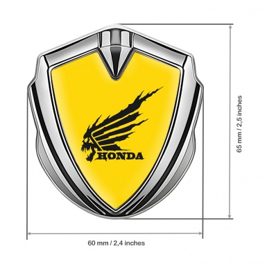 Honda Trunk Emblem Badge Silver Yellow Theme Skull Logo Design