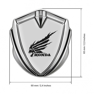 Honda Bodyside Domed Emblem Silver Grey Foundation Black Skull