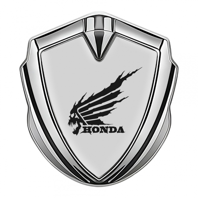 Honda Bodyside Domed Emblem Silver Grey Foundation Black Skull