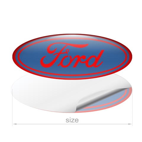 Ford Emblem Silicone Sticker Classic Red Blue