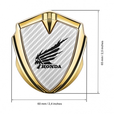Honda Bodyside Emblem Self Adhesive Gold White Carbon Skull Design