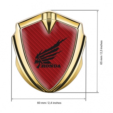 Honda Emblem Badge Self Adhesive Gold Red Carbon Skull Edition