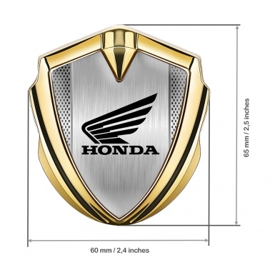 Honda Fender Emblem Badge Gold Light Mesh Winged Logo