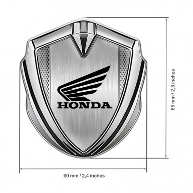 Honda Fender Emblem Badge Silver Light Mesh Winged Logo