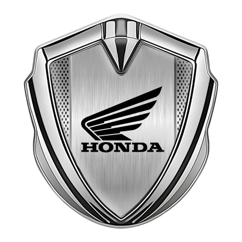 Honda Fender Emblem Badge Silver Light Mesh Winged Logo