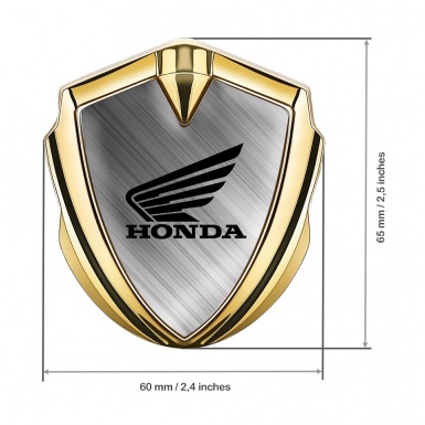 Honda Bodyside Emblem Badge Gold Steel Strokes Winged Design