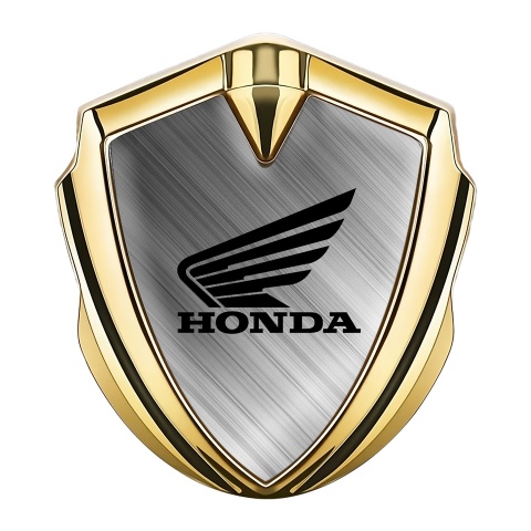 Honda Bodyside Emblem Badge Gold Steel Strokes Winged Design
