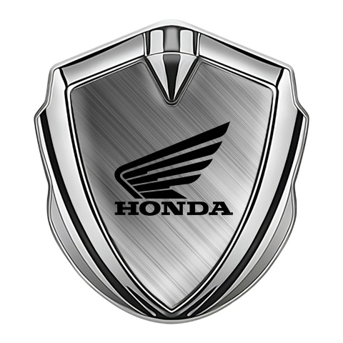 Honda Bodyside Emblem Badge Silver Steel Strokes Winged Design