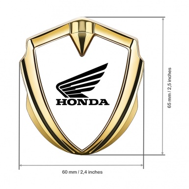 Honda Trunk Emblem Badge Gold White Foundation Black Logo
